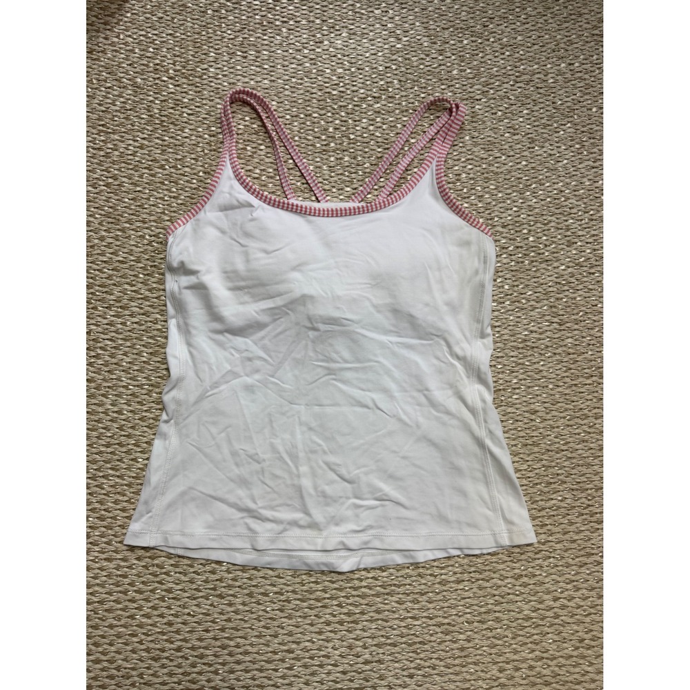 Southern Tide Womens White Strappy Striped Trim Shelf Bra Tank Top Small